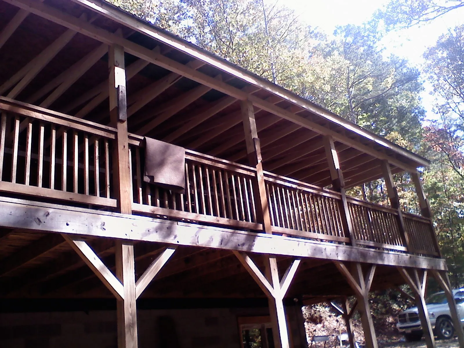 Timber framing under a new elevated porch and deck — Roof Leak Repair in Wheeling by Roofing Brothers
